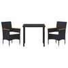 vidaXL Set da Pranzo per Giardino con cuscino 3 pcs Grigio polyrattan
