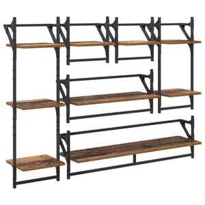 vidaXL Set mensole da parete 6 pcs Legno vecchio 100 x 25 x 30 cm