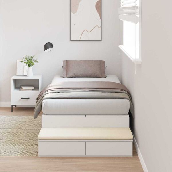 vidaXL Struttura letto con contenitore Bianco 75 cm Legno multistrato
