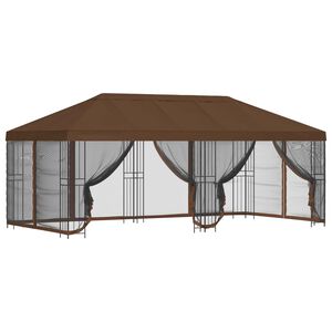 vidaXL Gazebo con pareti laterali 6 x 3 m Marrone Poliestere e Acciaio