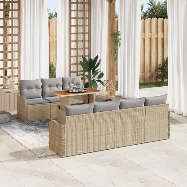 vidaXL Set Divano da Giardino con cuscino 8 pcs beige e grigio chiaro