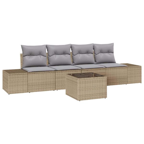 vidaXL Set Divano da Giardino 5 pcs Beige e grigio polyrattan