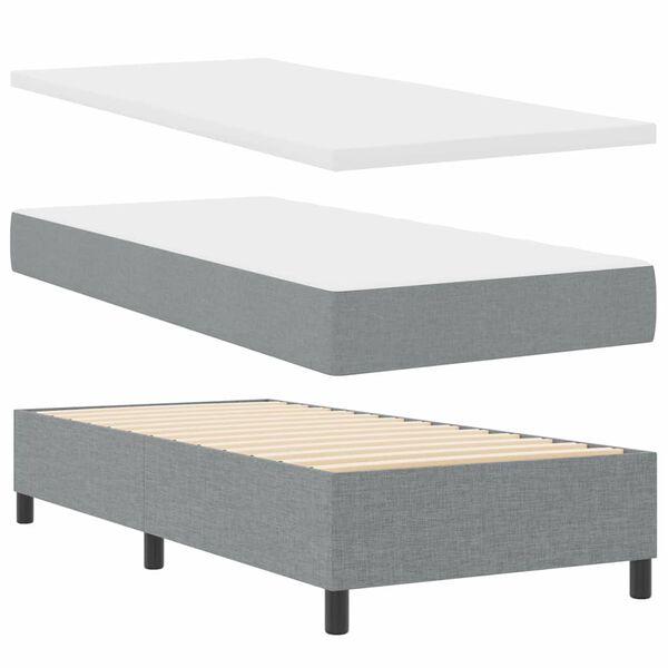 vidaXL Letto a molle con materasso Grigio chiaro 90 x 190 cm Tessuto