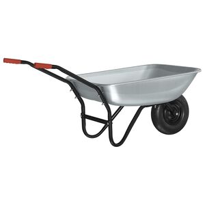 vidaXL Carriole Argento e Nero 133 x 62,5 x 58 cm Acciaio