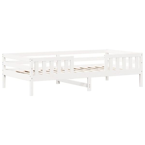 vidaXL Giroletto con Tetto Bianco 80x200 cm Legno Massello Pino