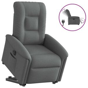 vidaXL Poltrona Alzapersona Reclinabile Elettrica Grigio Scuro Tessuto