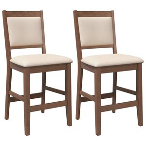 vidaXL Sgabelli da Bar con Cuscini 2pz Marrone Legno Massello di Hevea