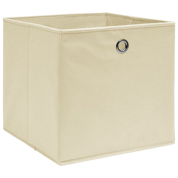 vidaXL Scatole Portaoggetti con Coperchi 4pz Crema 32x32x32 cm Tessuto