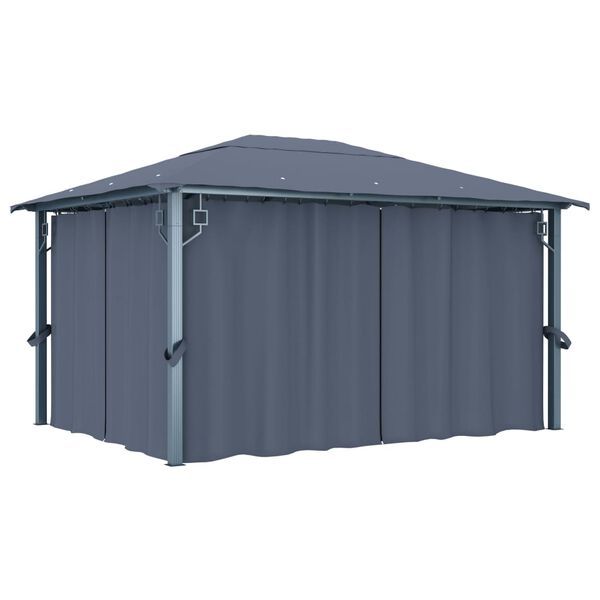 vidaXL Gazebo con Tende e Luci LED 400x300 cm Antracite in Alluminio