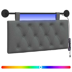 vidaXL Testiera sospesa Con luce LED Grigio Scuro Tessuto