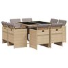vidaXL Set Pranzo da Giardino 9 pz con Cuscini Beige Misto Polyrattan