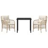 vidaXL Set da Pranzo per Giardino con cuscino 3 pcs Beige polyrattan