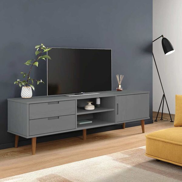 vidaXL Mobile TV MOLDE Grigia 158x40x49 cm in Legno Massello di Pino