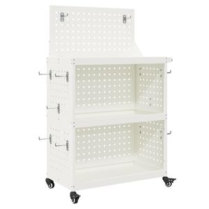 vidaXL Carrello per Attrezzi con lo scaffale Bianco 65 x 35 x 111 cm