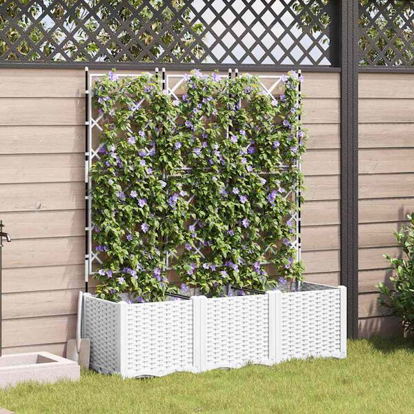 vidaXL Vaso da giardino 3 pcs Bianco 120 x 40 x 143 cm Acciaio