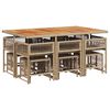 vidaXL Set da Pranzo da Giardino 11 pz con Cuscini Beige in Polyrattan