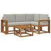 vidaXL Set di divani da esterno 5 pz Naturale e Grigio Chiaro