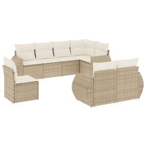 vidaXL Set Divano da Giardino 8 pz con Cuscini Beige in Polyrattan