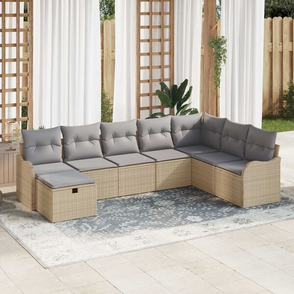 vidaXL Set di divani con cuscino Beige e Grigio Chiaro polyrattan