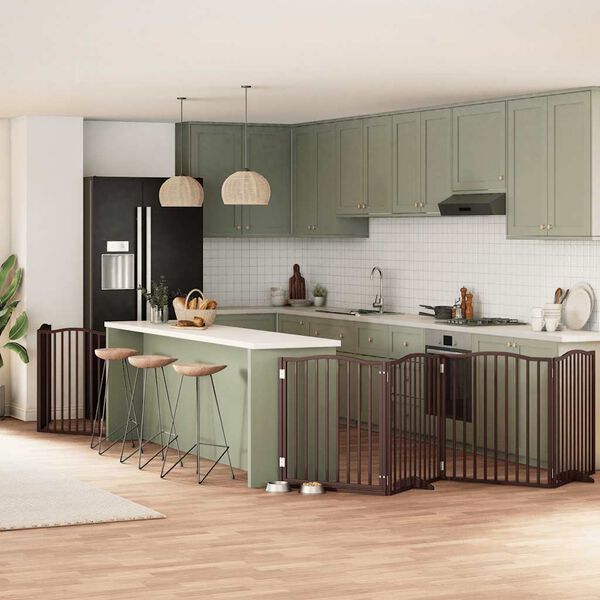 vidaXL Cancello Cani Porta Pieghevole Marrone 6 Pannelli 480cm Pioppo