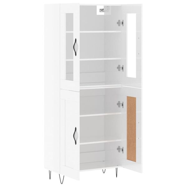 vidaXL Credenza Bianco Lucido 69,5x34x180 cm in Legno Multistrato
