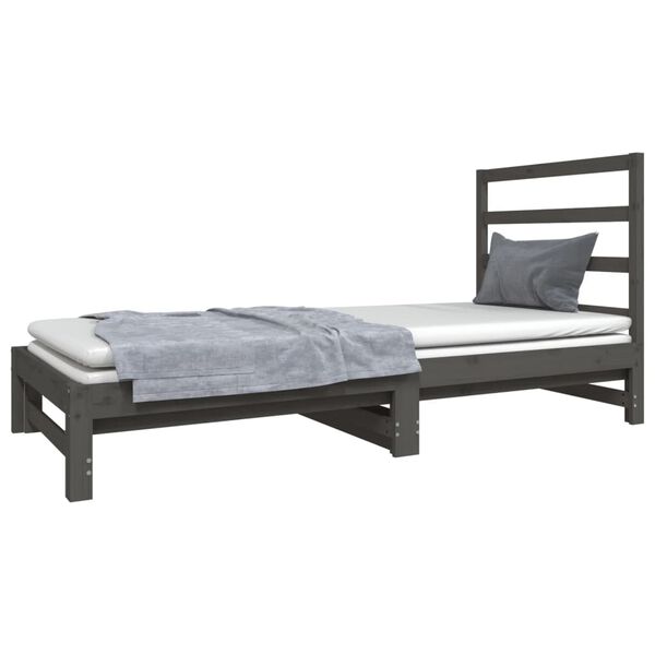 vidaXL Dormeuse Estraibile Grigia 2x(90x190) cm Legno Massello di Pino