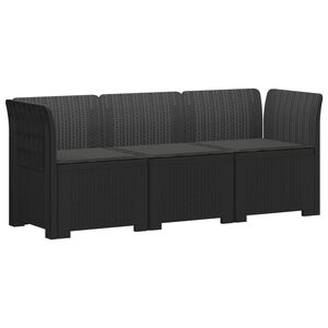 vidaXL Divano da giardino 3 posti con cuscini in look rattan PP