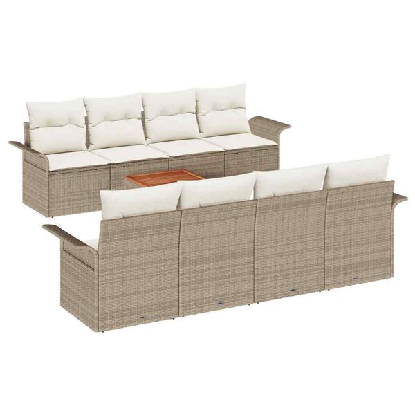 vidaXL Set Divano da Giardino 9 pcs Beige e Crema polyrattan