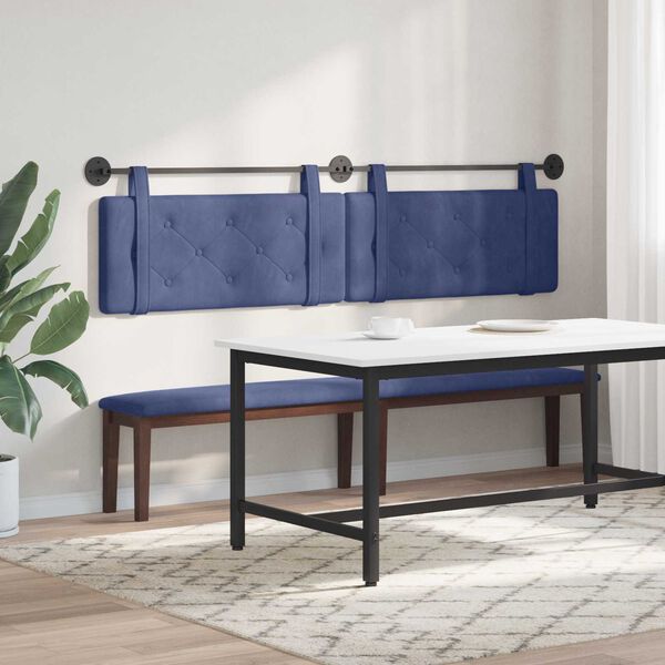 vidaXL Testata appesa Blu Polizia 210 x 55 x 5 cm Velluto