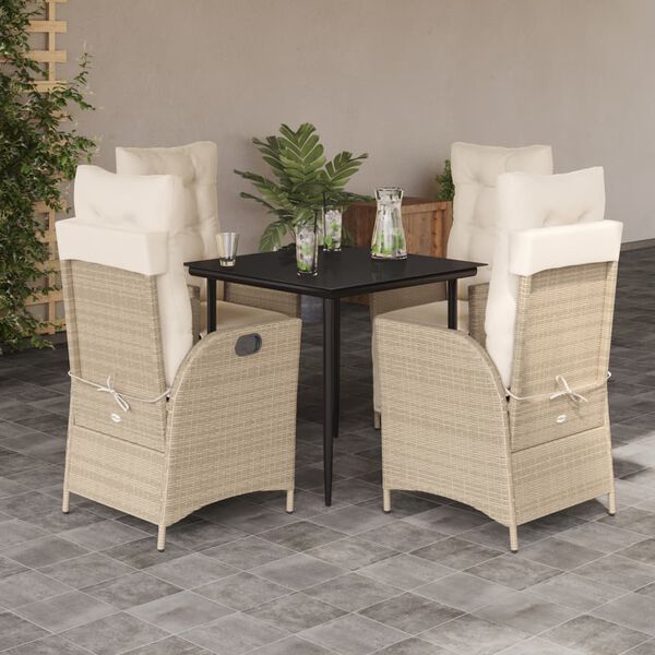 vidaXL Set da Pranzo da Giardino 5 pz con Cuscini Beige in Polyrattan
