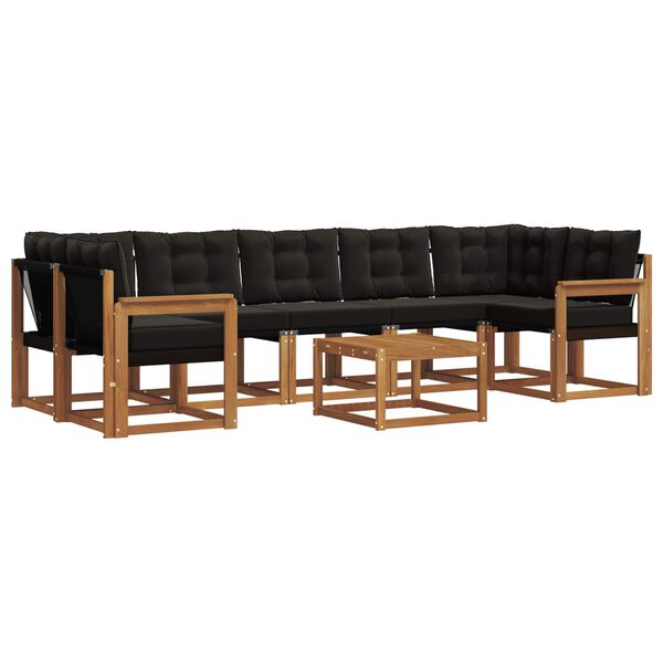 vidaXL Set di divani da esterno con cuscino 8 pcs Naturale e Nero