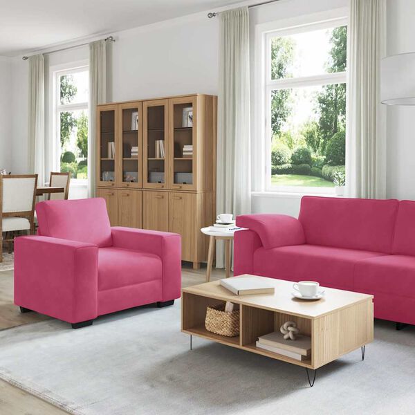 vidaXL Set di Divani 3 pz con Cuscini Rosso Vino in Velluto