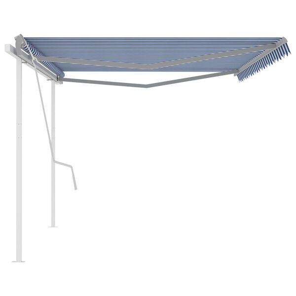 vidaXL Tenda da Sole Retrattile Manuale con Pali 5x3 m Blu e Bianca
