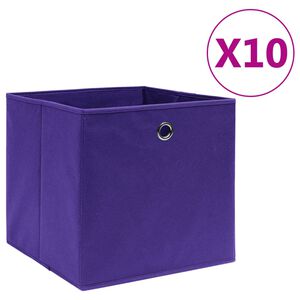 vidaXL Contenitori 10 pz in Tessuto non Tessuto 28x28x28 cm Viola