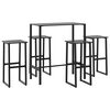 vidaXL Set Bar da Giardino 5pz Nero in Acciaio Verniciato a Polvere