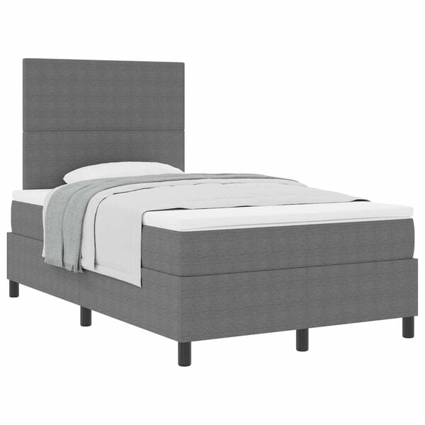vidaXL Letto a molle con testiera Grigio chiaro e bianco 120 x 190 cm