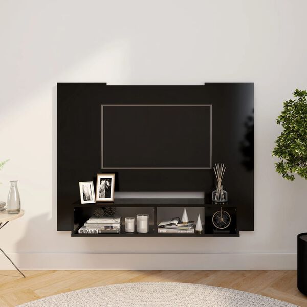 vidaXL Mobile TV a Muro Nero 120x23,5x90 cm in Legno Multistrato