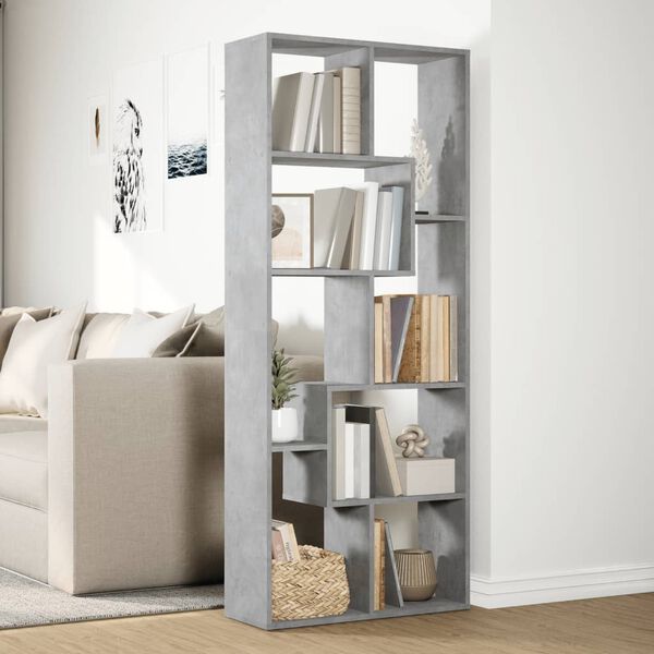 vidaXL Libreria Divisorio Grigio Cemento 67x25x161,5 cm in Truciolato