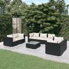 vidaXL Set Divani da Giardino 8 pz con Cuscini in Polyrattan Nero