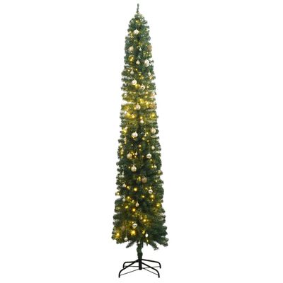 vidaXL Albero di Natale Sottile con 300 LED e Set Palline 270 cm