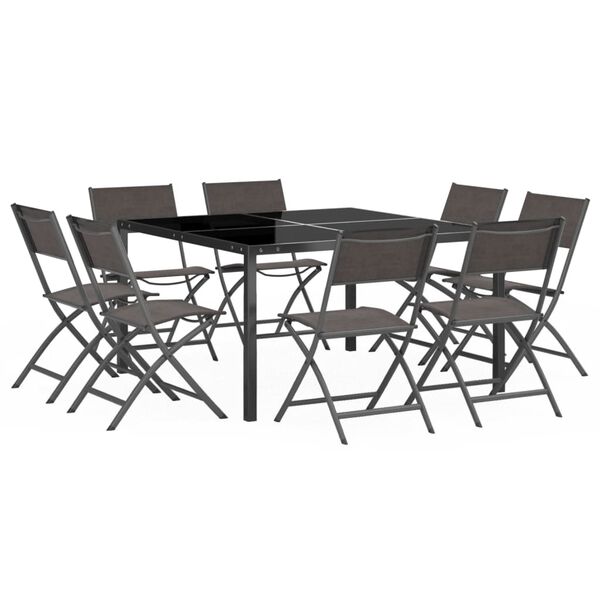 vidaXL Set da Pranzo da Giardino 9 pz in Acciaio