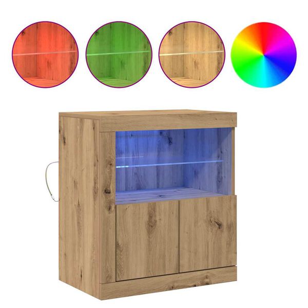 vidaXL Madia LED Marrone 60,5 x 37 x 67 cm Legno multistrato