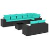 vidaXL Set Divani da Giardino 9 pz con Cuscini Nero in Polyrattan