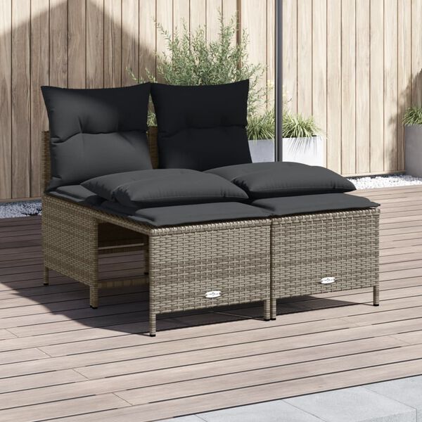 vidaXL Set Divani da Giardino 4 pz con Cuscini in Polyrattan Grigio