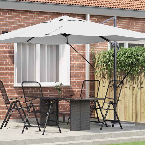vidaXL Parasol Roma a braccio Beige e Nero 352 x 251 x 260 cm