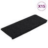 vidaXL Tappetini Autoadesivi per Scale 15 pz 65x24,5x3,5 cm Nero