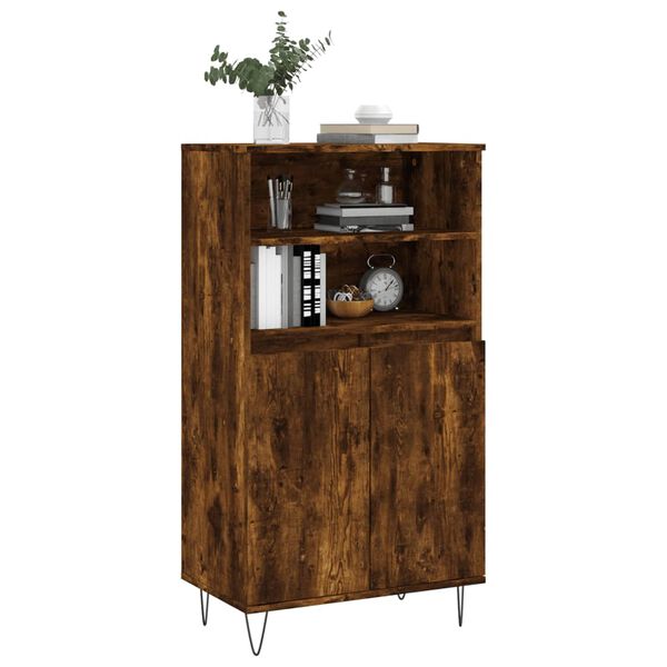 vidaXL Credenza Rovere Fumo 60x36x110 cm in Legno Multistrato