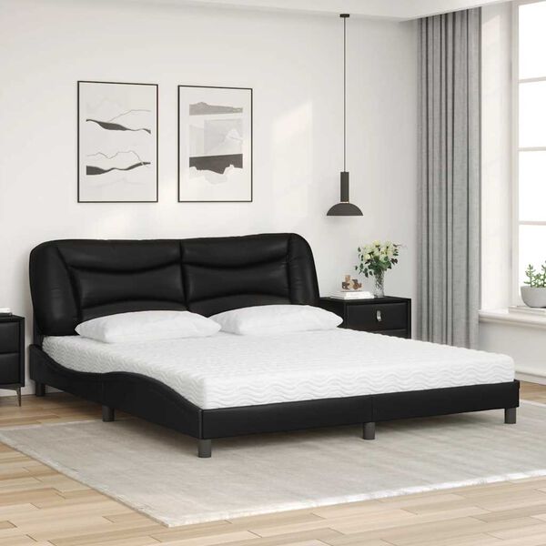 vidaXL Letto con Materasso Hvar Nero 180x200 cm in Similpelle
