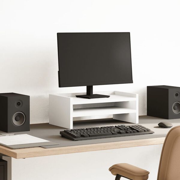 vidaXL Supporto per Monitor Bianco 42x24x16 cm in Legno Multistrato