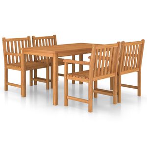 vidaXL Set da pranzo da giardino 5 pz 140x80 cm in legno massello di teak